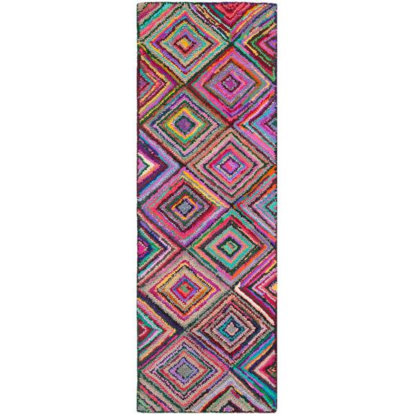 SAFAVIEH Nantucket Multi 2 ft. x 11 ft. Striped Diamonds Runner Rug