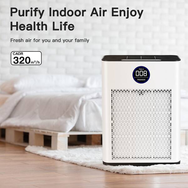2300 sq. ft. H13 HEPA True Personal Console Air Purifier in Whites, 188 CFM, Activated Carbon Odor Purify, Ozone-Free