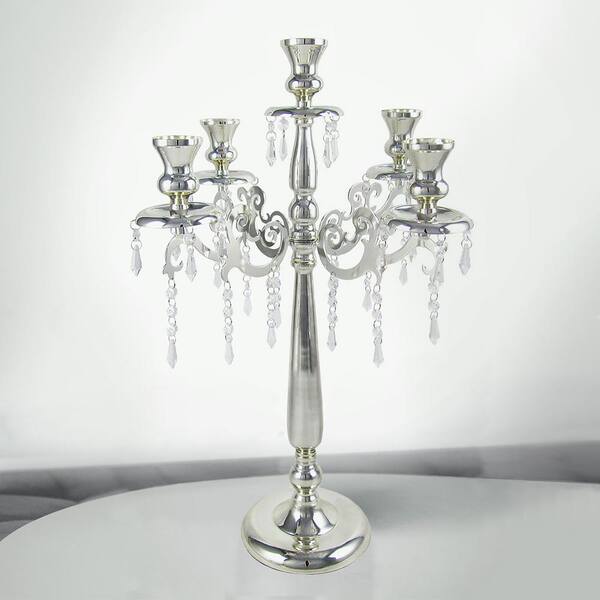 Living Luxury Silver Modern Victorian Candelabra Candlestick Candle Holder Centerpiece 25 In 3059