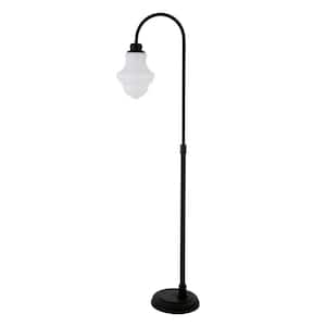 70 in. Black and White 1 1-Way (On/Off) Arc Floor Lamp for Living Room with Glass Empire Shade