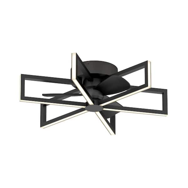 Swirl 26 in. Indoor Black 8-Steps CCT 18.7 in. Integrated LED Ceiling Fan with Remote Included