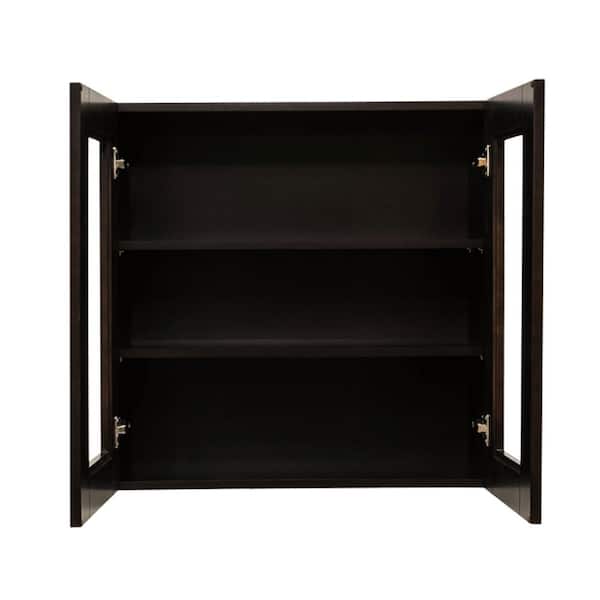 LIFEART CABINETRY Anchester Assembled 24 in. x 36 in. x 12 in. Wall Mullion Door Cabinet with 2 Doors 2 Shelves in Dark Espresso