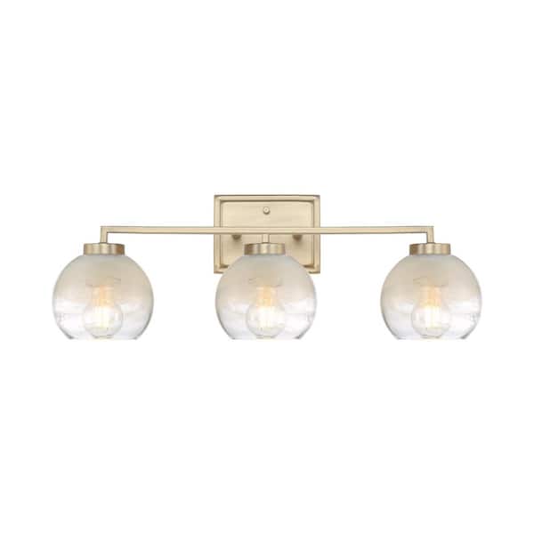 Golden Lighting Elliott 7 in. 3 Light Brushed Champagne Bronze Vanity Light with Alabaster Shade