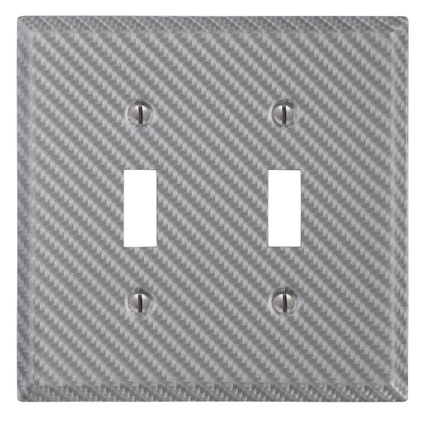 Branston 2 Gang Toggle Steel Wall Plate - Silver