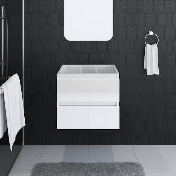 VOLPA USA AMERICAN CRAFTED VANITIES Salt 24 in. W x 18 in. D Bath Vanity Cabinet Only in Glossy White