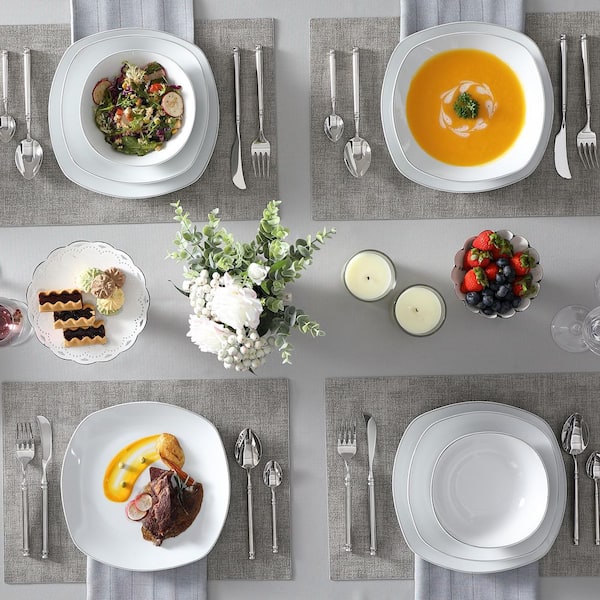 MALACASA Plates Set, Porcelain Dinnerware Sets for 6, 26-Piece