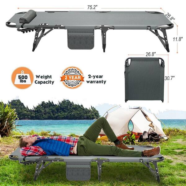 BOZTIY Camping Cot, Portable Folding Cots for Adults, Heavy Duty Outdoor  Sleeping Cot Bed with Carry Bag K16ZDC-29BGRY@L - The Home Depot