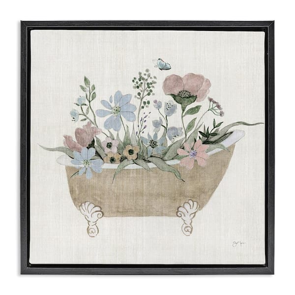 Stupell Industries Rustic Botanicals in Tub by Janet Tava Black Floater Frame Nature Graphic Art Print 25 in. x 25 in.