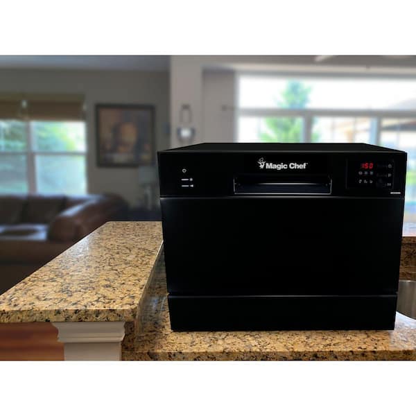 Magic Chef 21 in. Black Electronic Countertop 120-volt Dishwasher