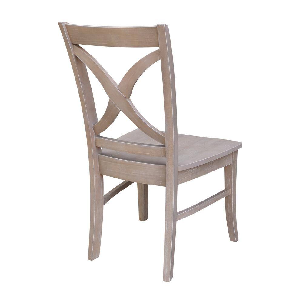 Vineyard Washed Gray Taupe Solid Wood Cross-Back Side Chair