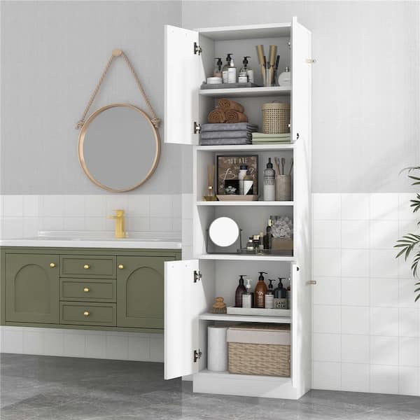 22 in. W x 12 in. D x 75 in. H White Linen Cabinet