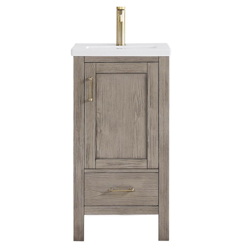 ROSWELL Gela 18.1 in. W x 15.8 in. D x 34.5 in. H Single Bath Vanity in Grey with White Drop-In Ceramic Basin, Fir Wood Grey -  823018-FY-WH-NM