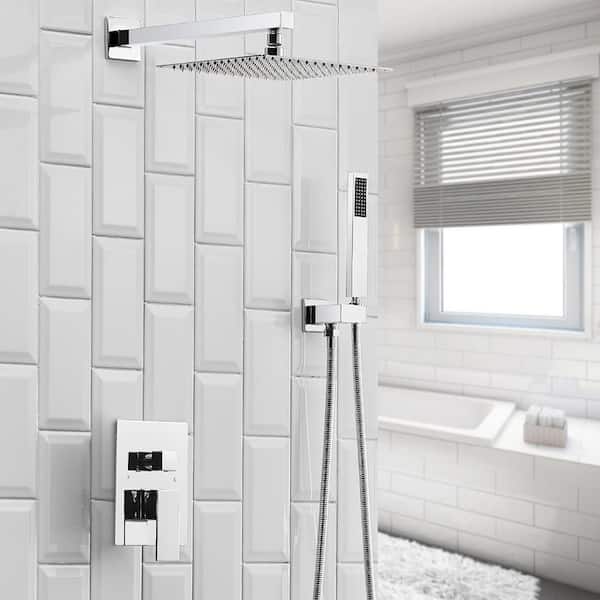 Single Handle 2-Spray Shower Faucet 2.5 GPM with 180° Swivel, Adjustable Flow Rate in Chrome