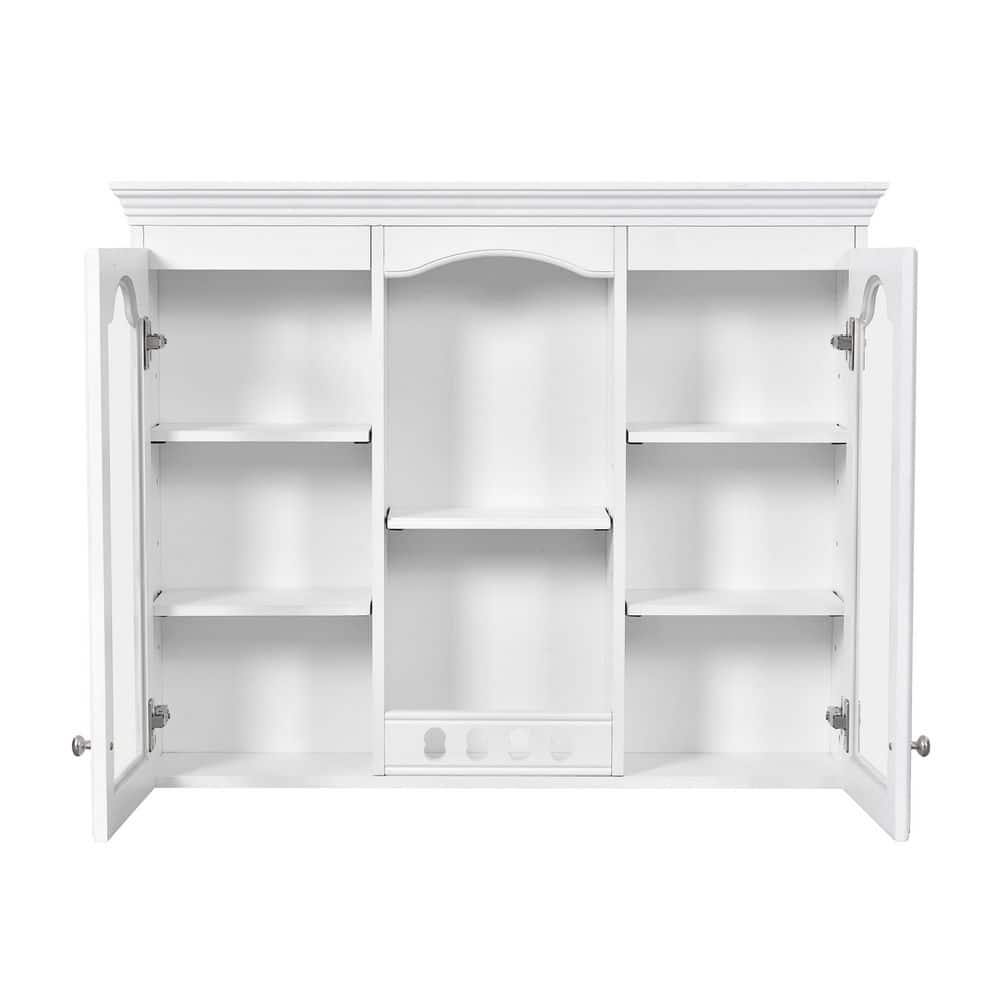 Classic 7.83 in. W x 35.27 in. D x 28 in. H Bathroom Storage Wall Cabinet in White with 2 Glass Doors price history on PriceWatchPro