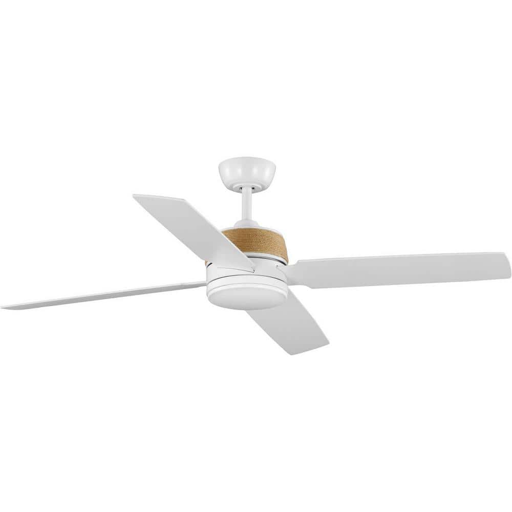 Shaffer II 56" Satin White LED Ceiling Fan with Jute Rope