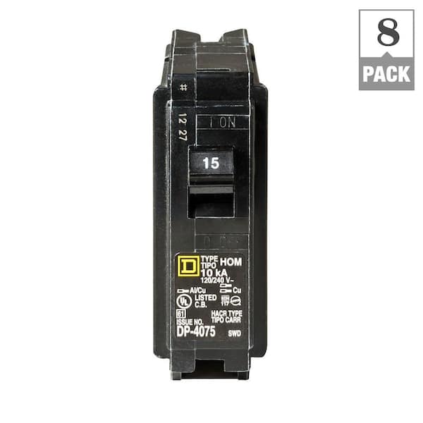 Square D Homeline 15 Amp Single-Pole Circuit Breaker (8-Pack)