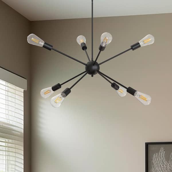 8-Light Black Sputnik Chandeliers, Modern Ceiling Light Fixture, Farmhouse Chandelier, Kitchen Light Fixtures Pendant