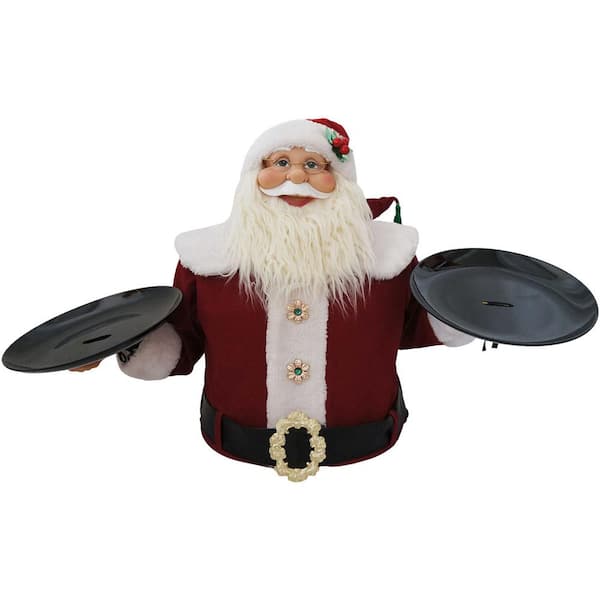 Christmas Time 25 in. Christmas Musical Santa Claus with 2 Serving Plates
