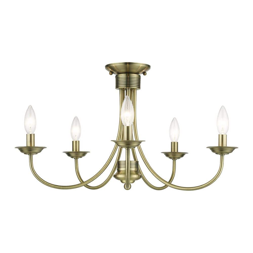 Abbotsford 24 in. Transitional Antique Brass Semi-Flush Mount for Hallway, Bedroom, Kitchen, Bulbs Not Included price history on PriceWatchPro