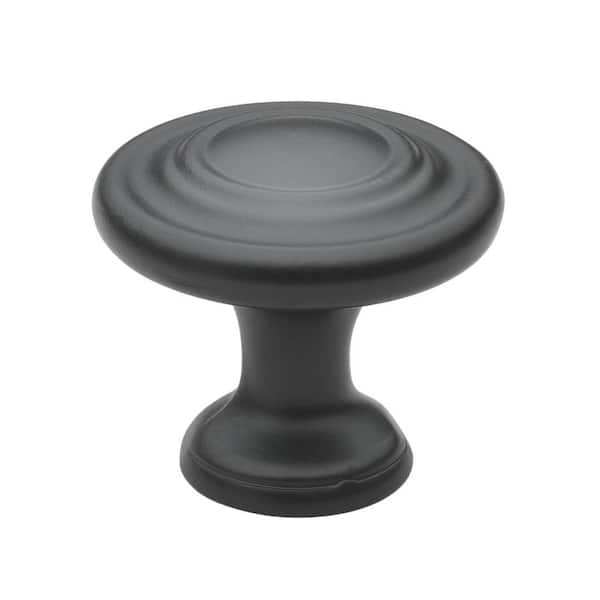 GlideRite 1-1/4 in. Dia Matte Black Classic Round Ring Cabinet Knob (10-Pack)