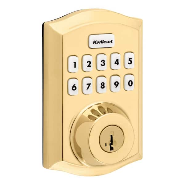 Kwikset Home Connect 620 Polished Brass Keypad Traditional Smart Lock Deadbolt;  Z-Wave Technology, Compatible with Ring Alarm