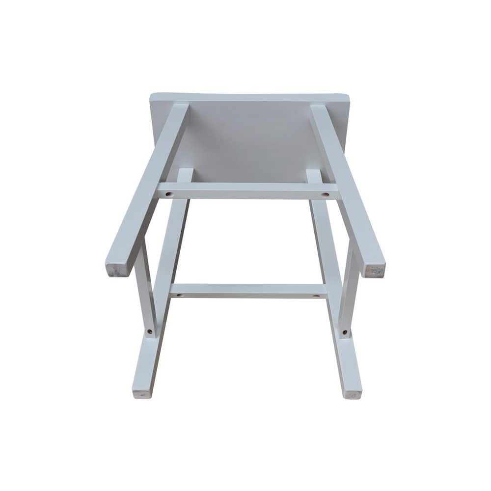 Elegant White Parawood Saddle Seat Counter Stool, 25"