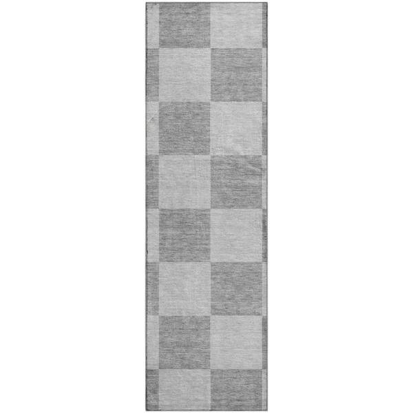 Mayfield Premium Machine Washable Abstract AMF2345 Gray 2 ft. x 7 ft. Runner Rug