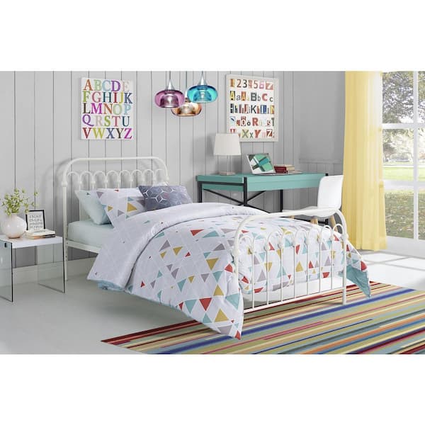 Bright Pop White Twin Metal Bed
