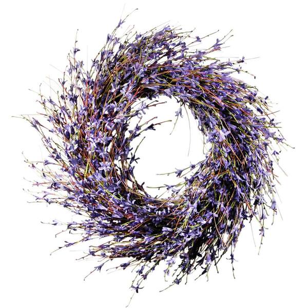 Unbranded 19.7 in. Artificial Dia Lavender-Inspired Purple Dried Door Wreath