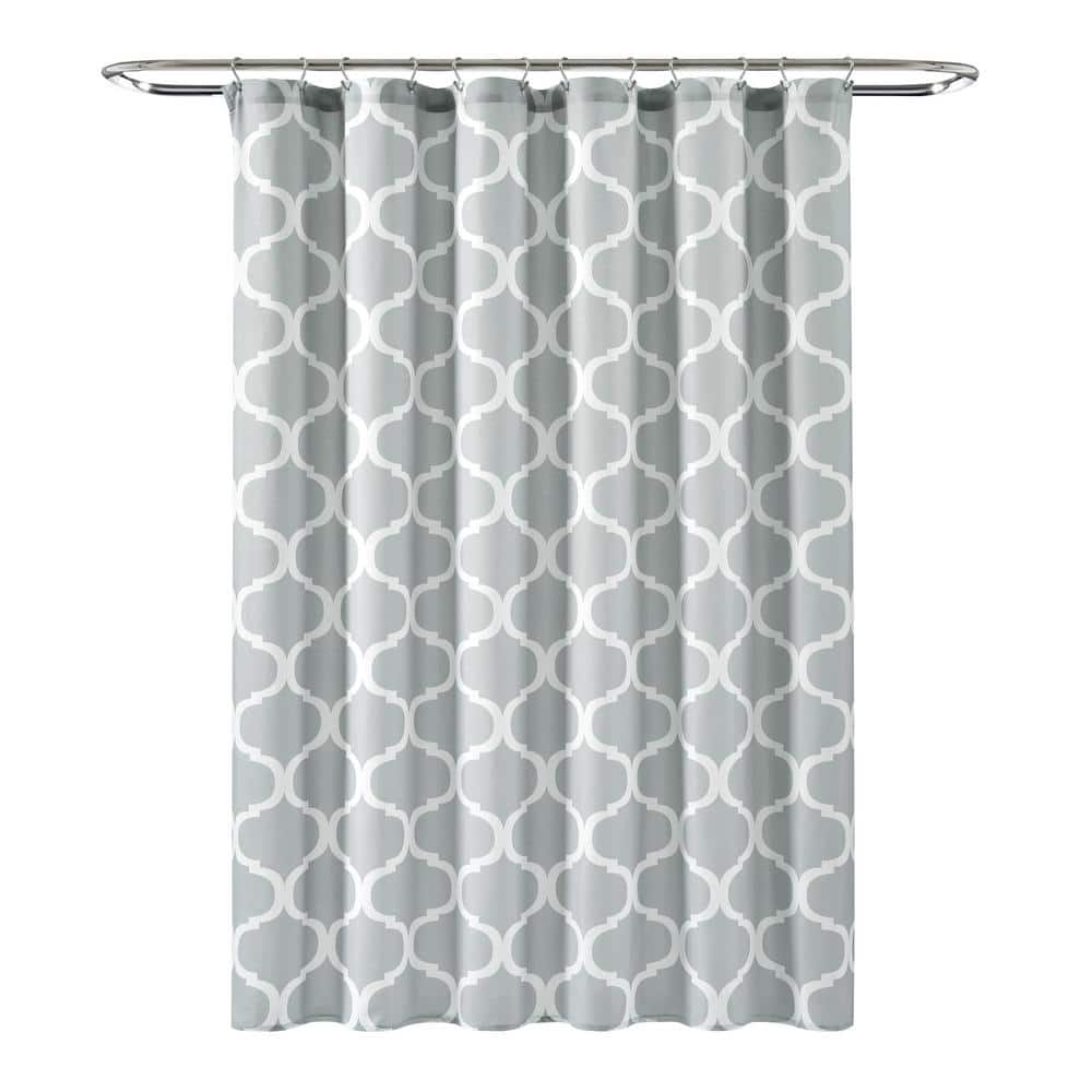 Lush Decor Navy Bathroom Shower Curtain with Bold Trellis Print on Soft  Fabric