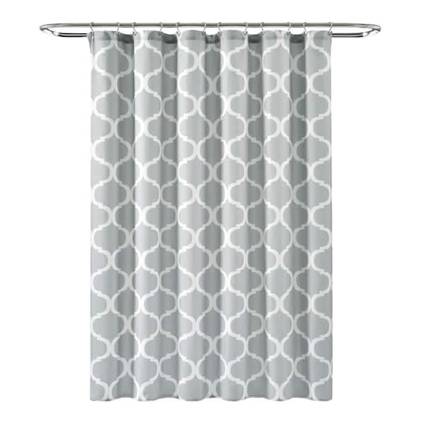 Lush Decor 72 in. x 72 in. Light Gray Single Geo Shower Curtain