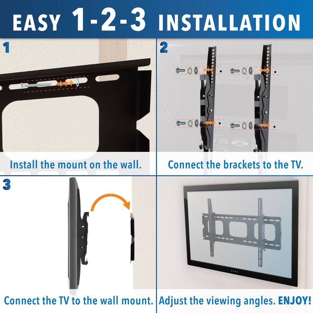 Heavy Duty Black Tilting TV Wall Mount Bracket