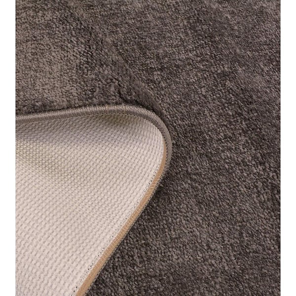 Machine Washable Custom Size Solid Bordered Grey Runner Rug Cut to