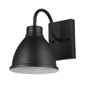 Swanson 1-Light Matte Black Hardwired Outdoor Indoor Wall Lantern Sconce