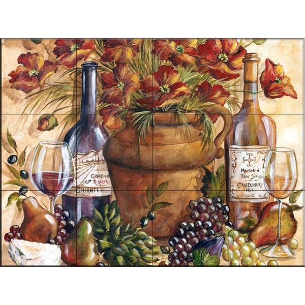 The Tile Mural Store Papaveri Rossi Complete 17 in. x 12-3/4 in. Ceramic Mural Wall Tile