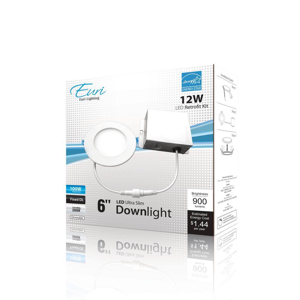 Ultra-Slim White Aluminum 6" LED Recessed Downlight Kit