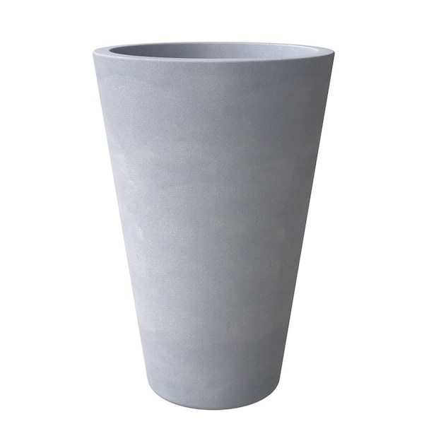 Leisuremod Pebble Fiberstone and MGO Clay Planter, Modern Tapered Round Planter Pot for Indoor and Outdoor (Grey, 20 in. Wide)