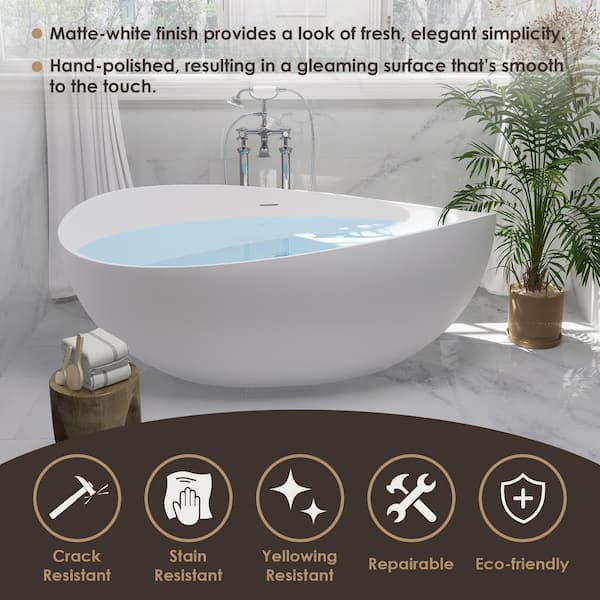 Altair Vespa 63 in. x 39 in. Soaking Bathtub with Center Drain in
