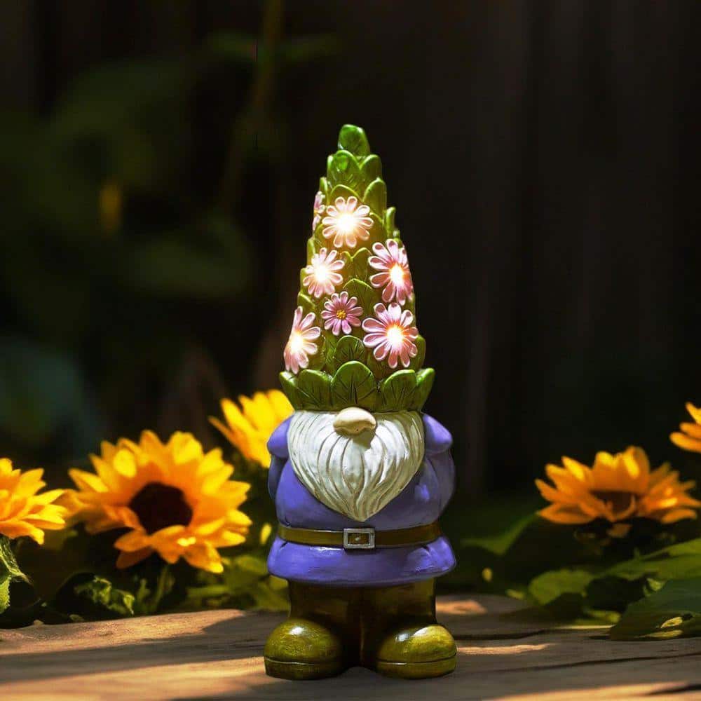 Goodeco Solar Garden Gnome Statue- Standing Gnome with Glowing