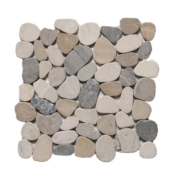 CRUZ BAY STUDIO Coin 11 in. x 11 in. Brown Marble Mosaic Tile (9.57 sq. ft./case)