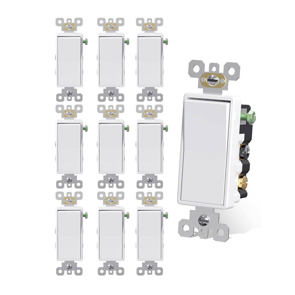 15 Amp 4 Way Decorative Rocker Light Switch UL Listed, Glossy White 10-Pack price history on PriceWatchPro