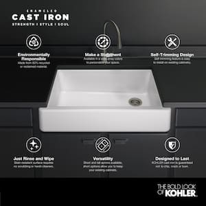Whitehaven Farmhouse Apron-Front Cast Iron 36 in. Double Basin Kitchen Sink in Almond