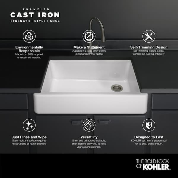 Whitehaven Farmhouse/Apron-Front Cast-Iron 33 in. Single Basin Kitchen Sink in Dune
