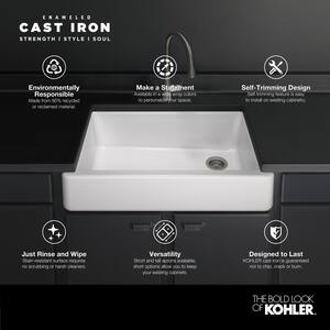 Whitehaven Farmhouse Apron Front Cast Iron 30 in. Single Bowl Kitchen Sink in White with Basin Racks