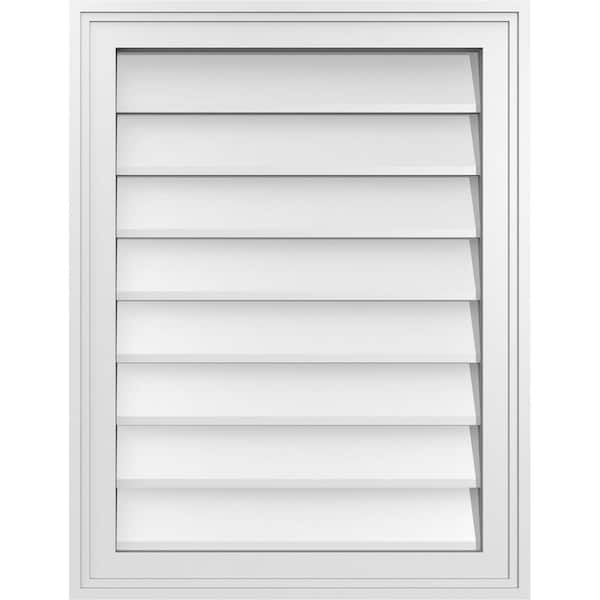 Ekena Millwork 20" x 26" Vertical Surface Mount PVC Gable Vent: Non-Functional with Brickmould Frame