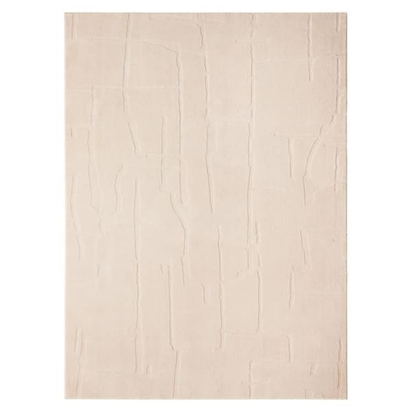 Rae Abstract Organic Washable 6 ft. x 9 ft. Taupe Indoor Area Rug