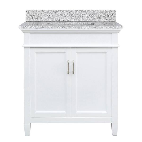 Home Decorators Collection Ashburn 31 in. W x 22 in. D Bath Vanity in White with Napoli Granite Top