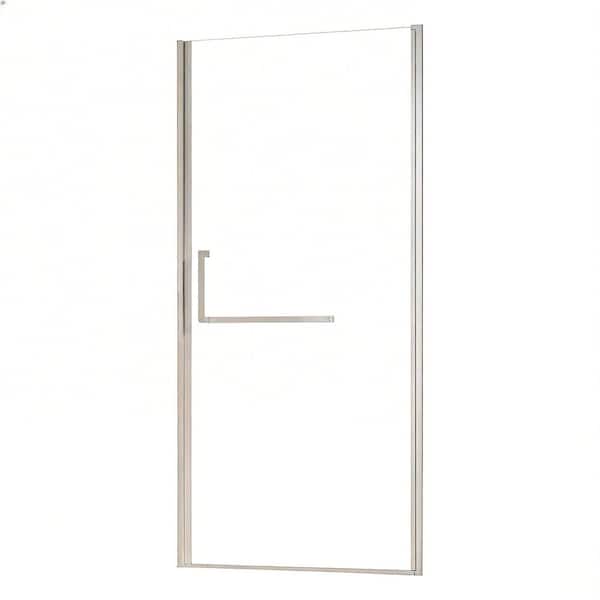 33 in.-34 in. W x 72 in. H Frameless Pivot Shower Door in Brushed Nickel with Clear Tempered Glass