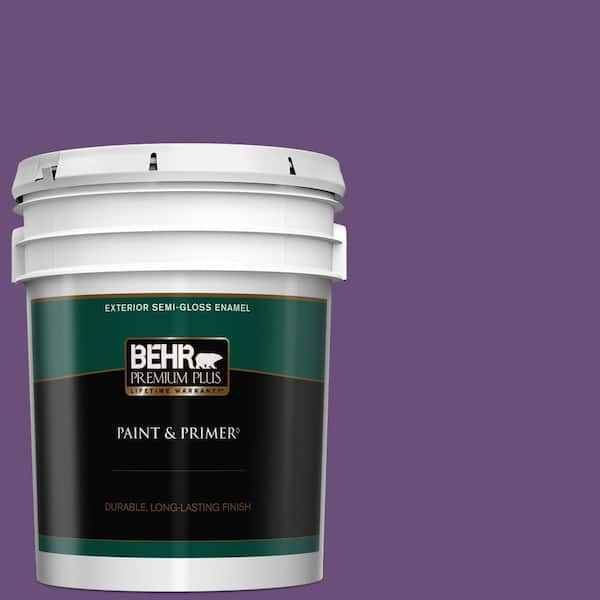 BEHR PREMIUM PLUS 5 gal. #660B-7 Exotic Purple Semi-Gloss Enamel Exterior Paint & Primer
