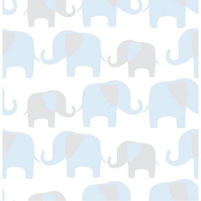 Blue Elephant Parade Blue Vinyl Strippable Roll (Covers 30.75 sq. ft.)